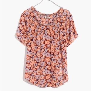 Madewell Smocked Mockneck Top in Floral Breeze